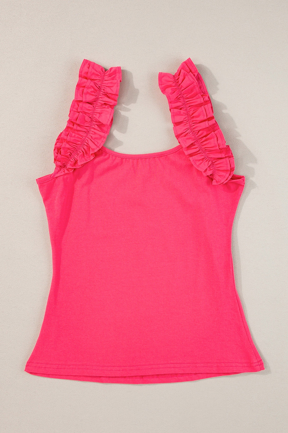 Ruffled Wide Straps Slim Tank Top