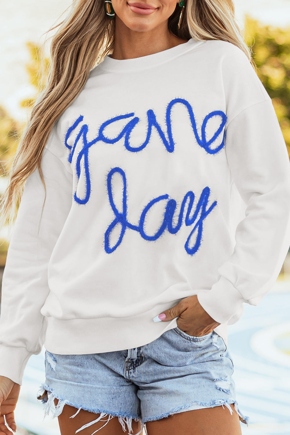 Tinsel Game Day Drop Shoulder Graphic Sweatshirt