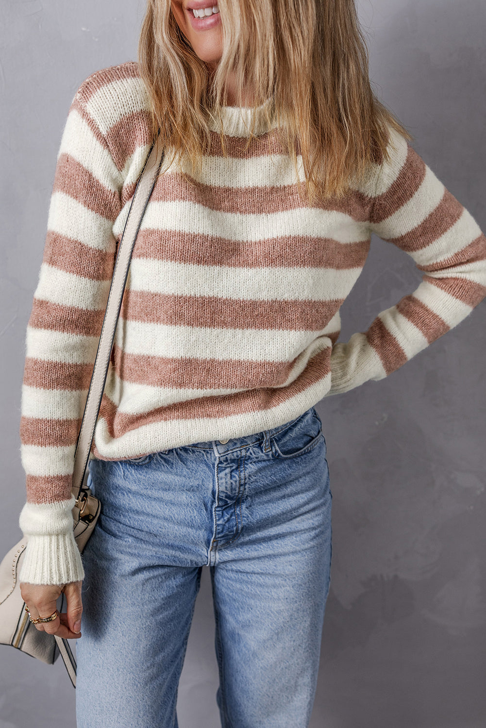 Striped Round Neck Casual Sweater