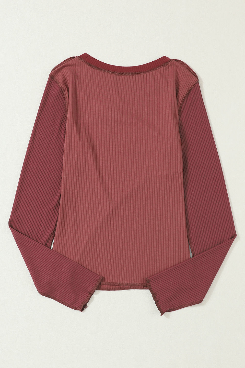 Expose Seam Color Block Ribbed Knit Top