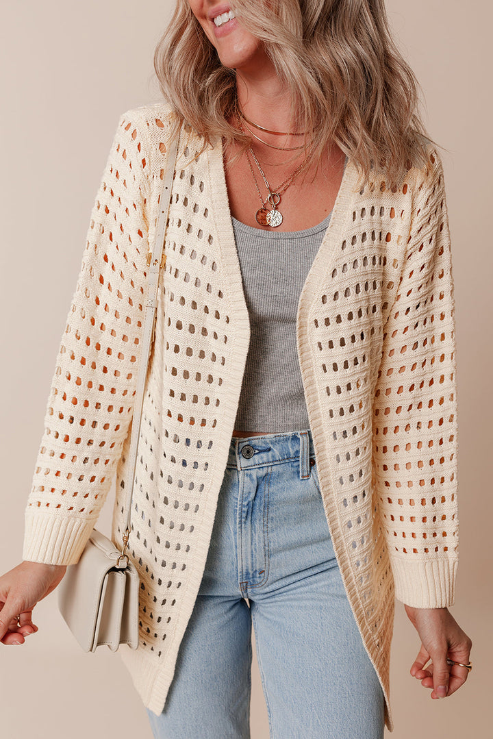 Solid Color Open Knit Duster Cardigan