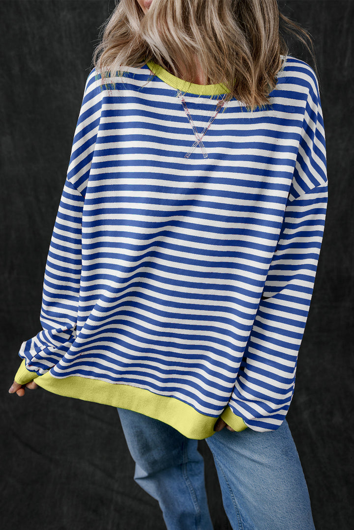 Oversized Contrast Trim Pullover Sweatshirt