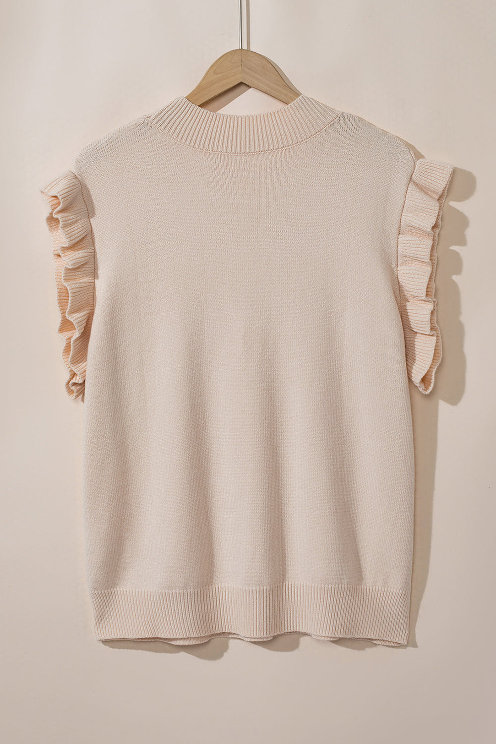 Plus Cable Knit Short Ruffled Sleeve Mock Neck Sweater