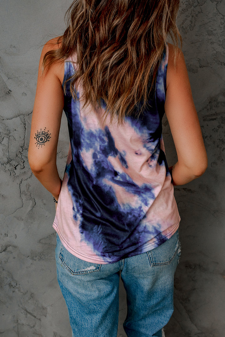 Tie-Dye Cross Front Tank Top