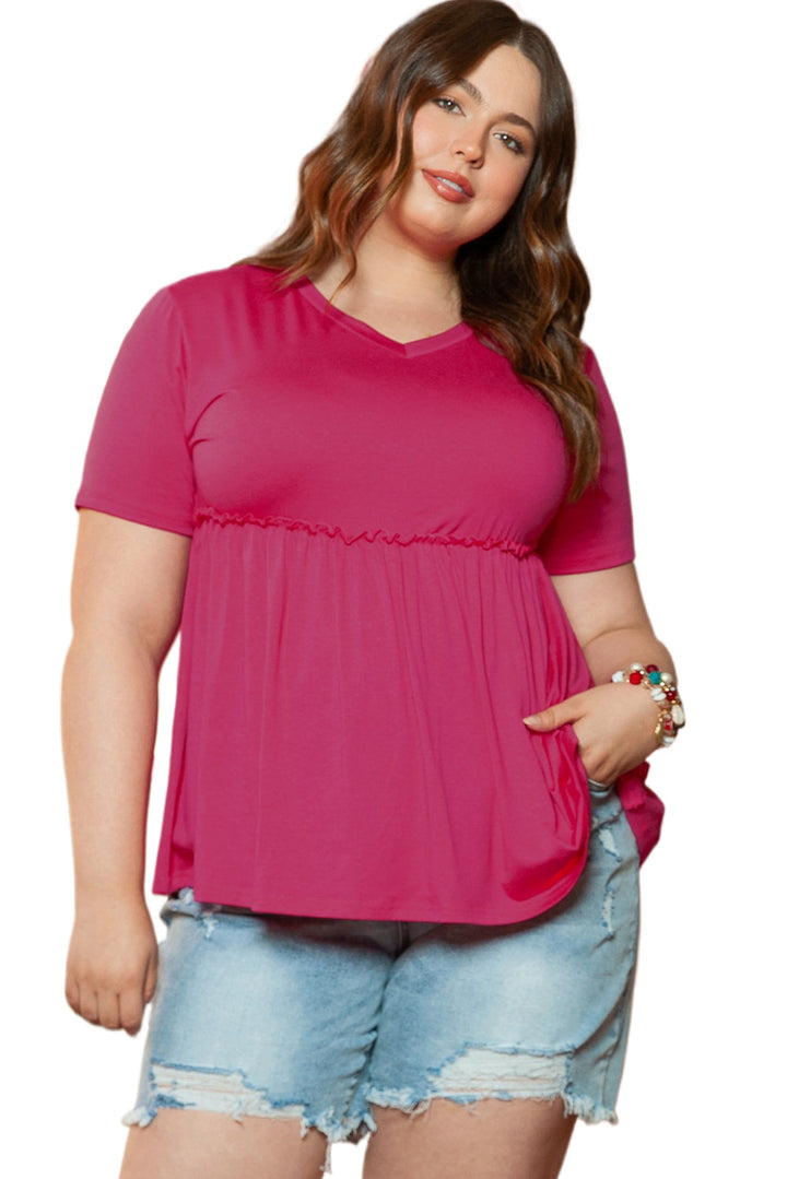 Solid Short Sleeve Flowy Plus Size Top