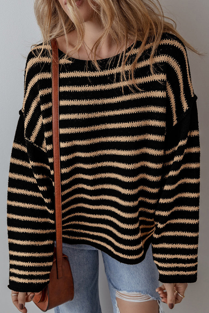 Drop Shoulder Round Neck Loose Sweater