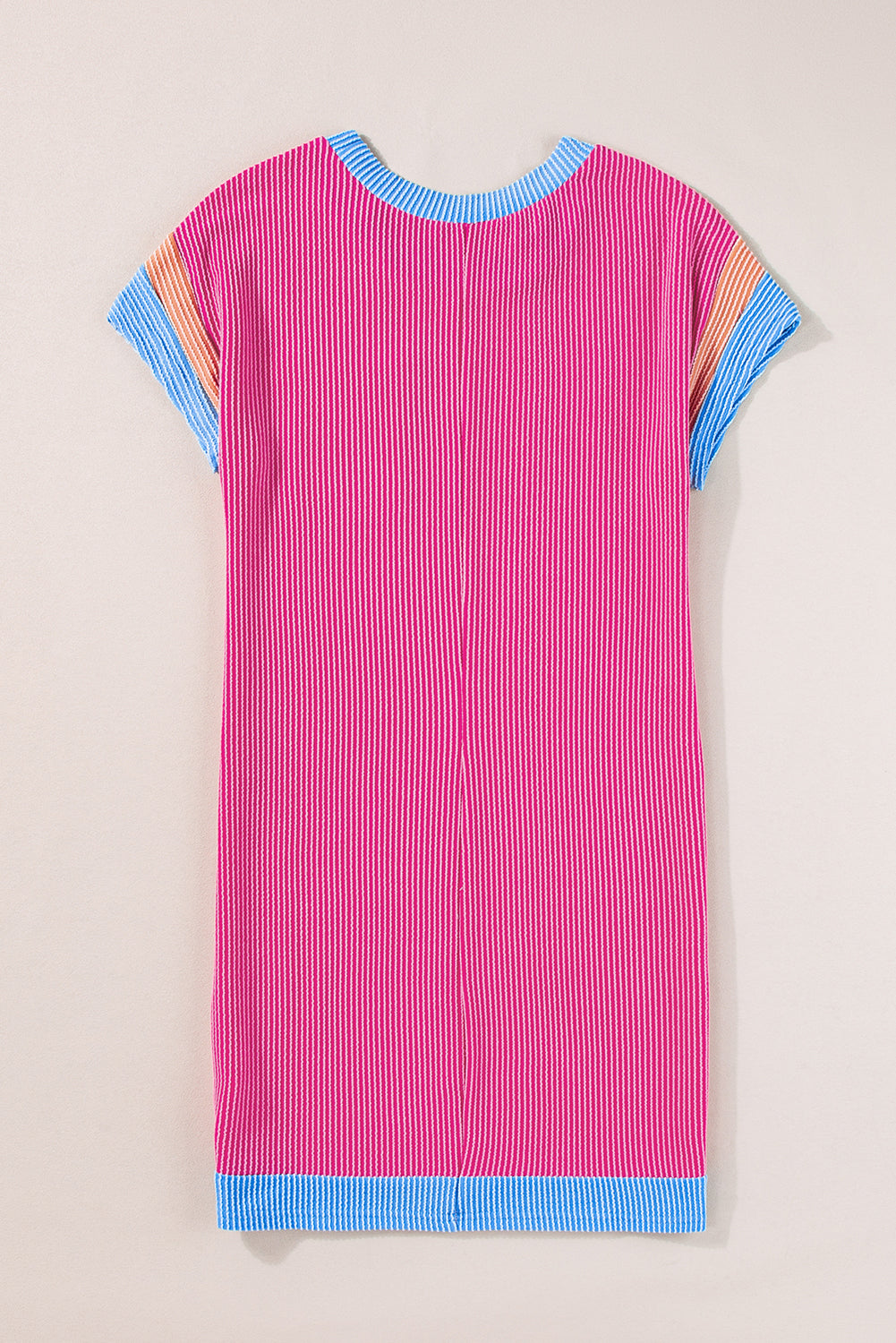 Textured Colorblock Edge Patched Pocket T Shirt Dress