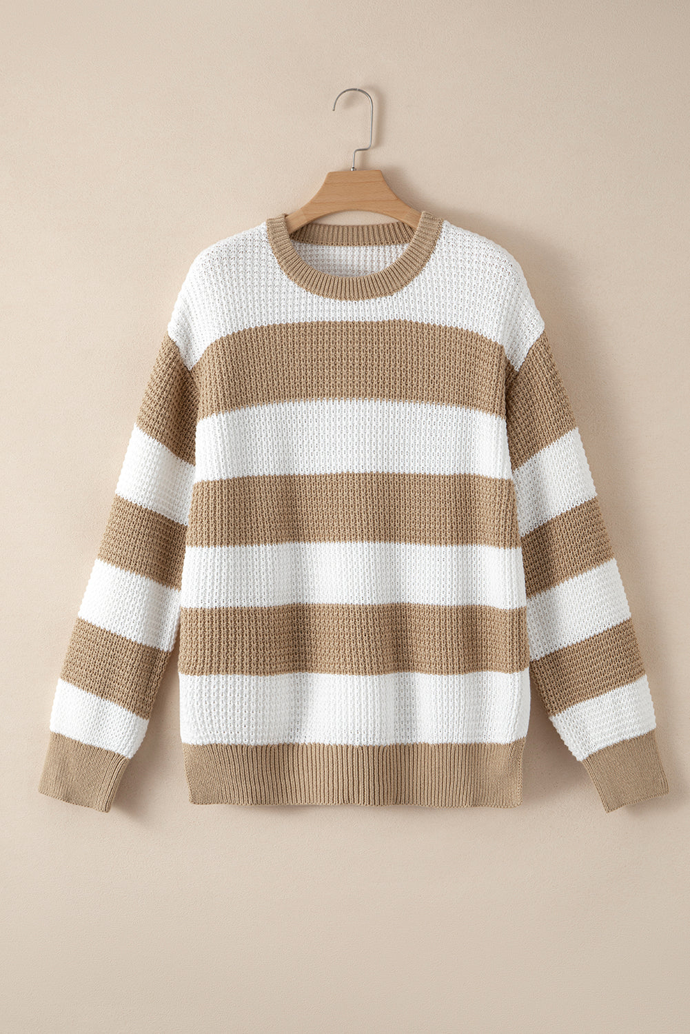 Colorblock Striped Drop Shoulder Side Slit Sweater