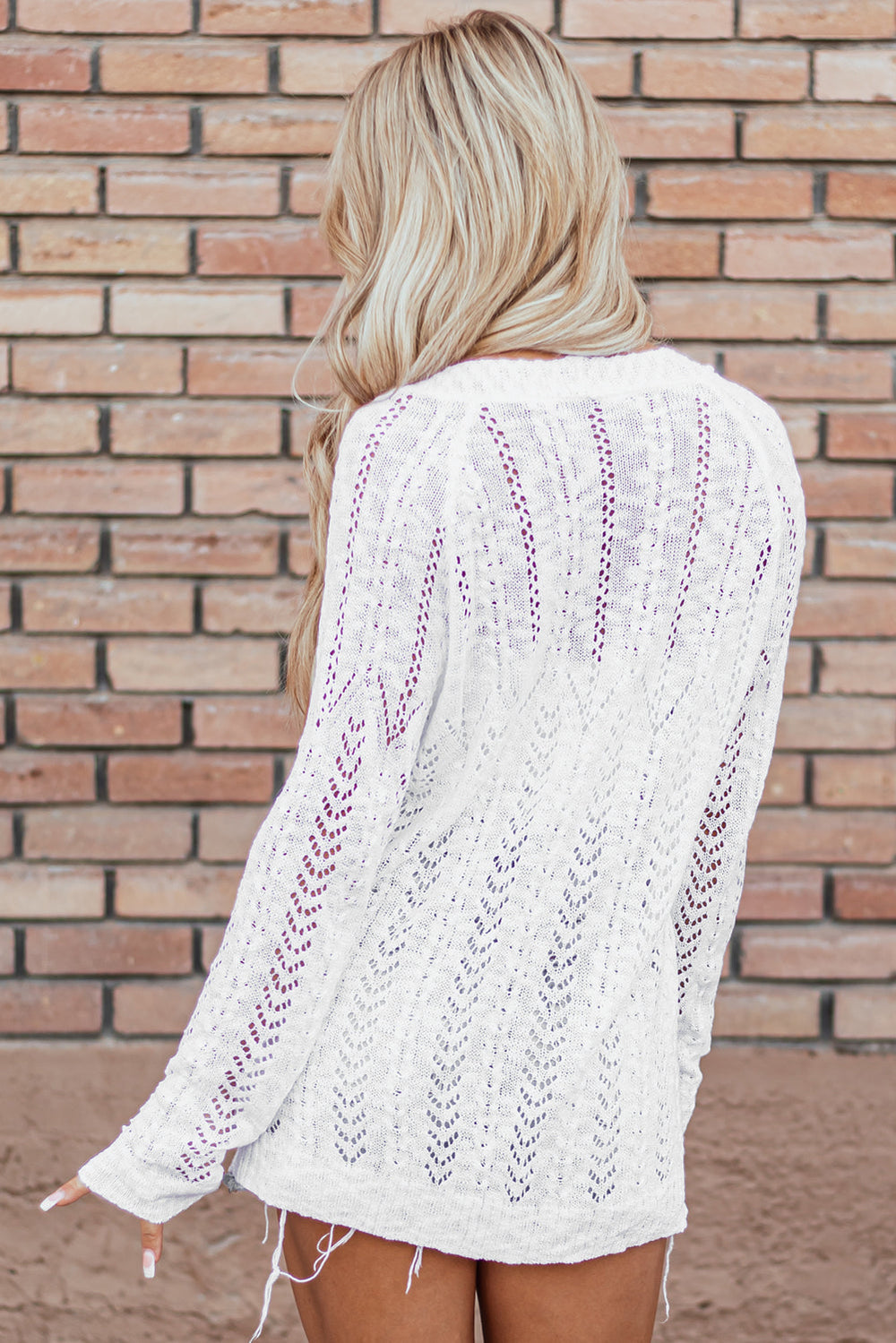 Solid Open Knit Cardigan