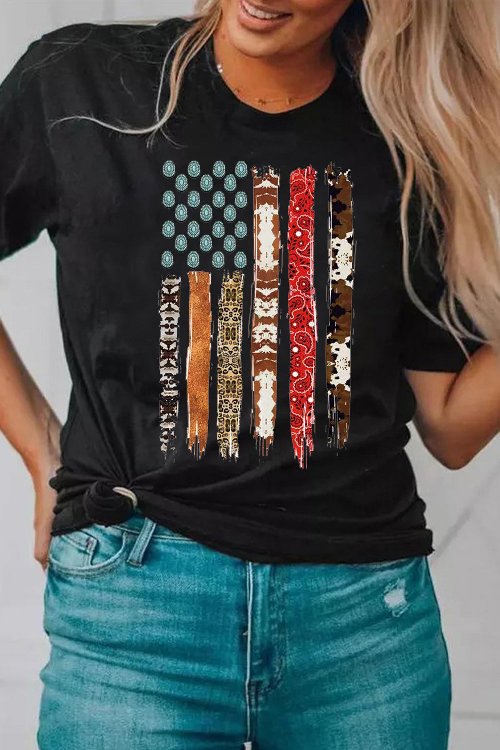 Western American Flag Graphic Tee