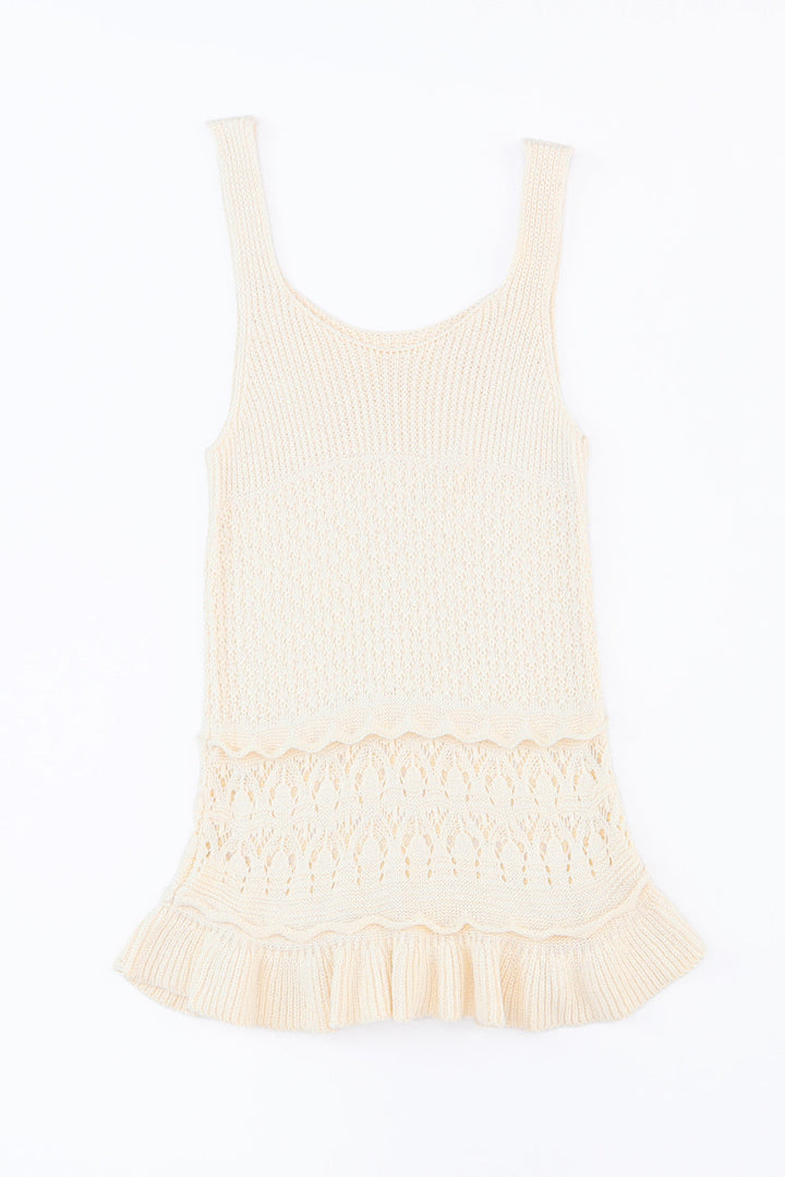 Crochet Ruffled Hem Knitted Vest