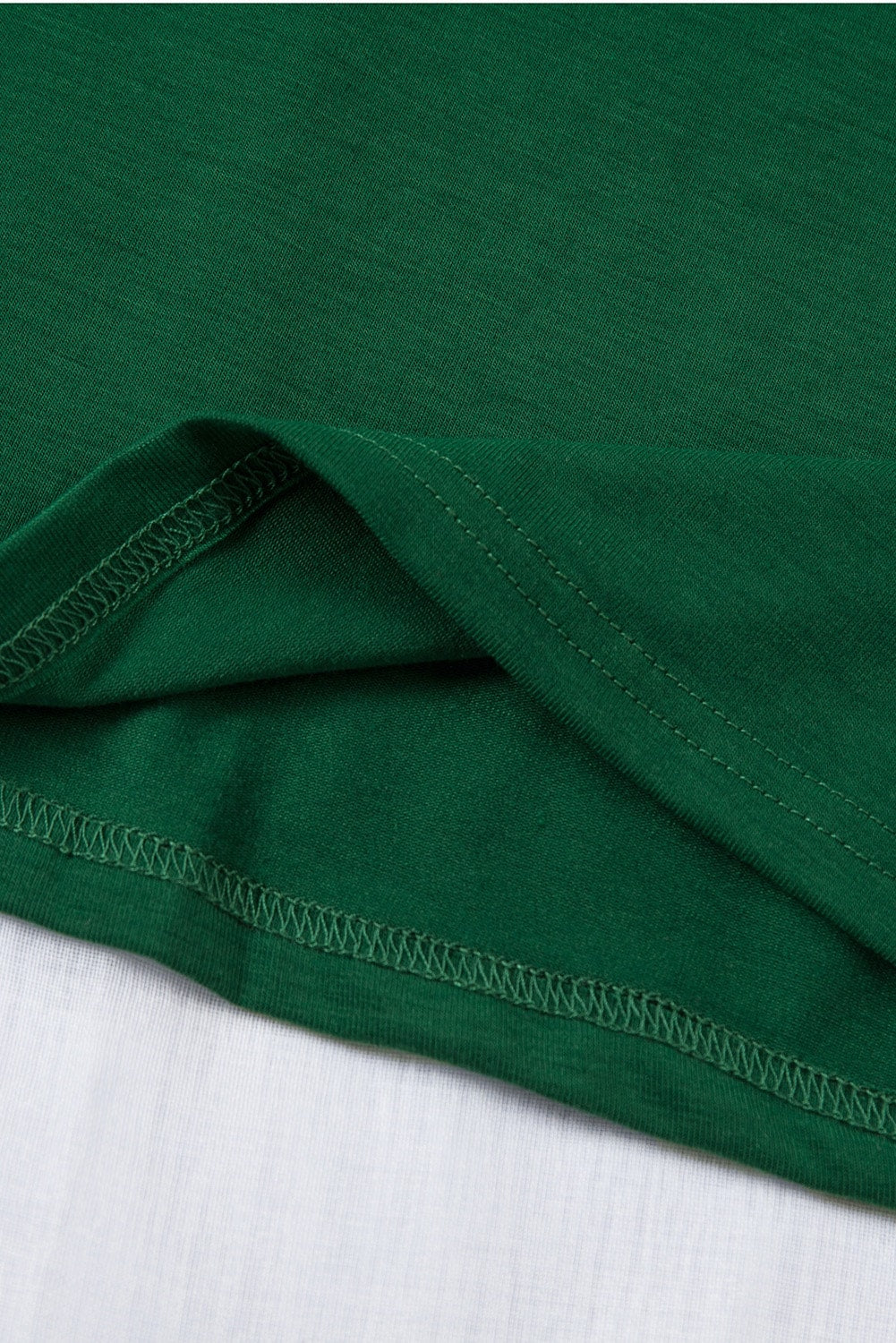 Green Solid Color Crew Neck Tee