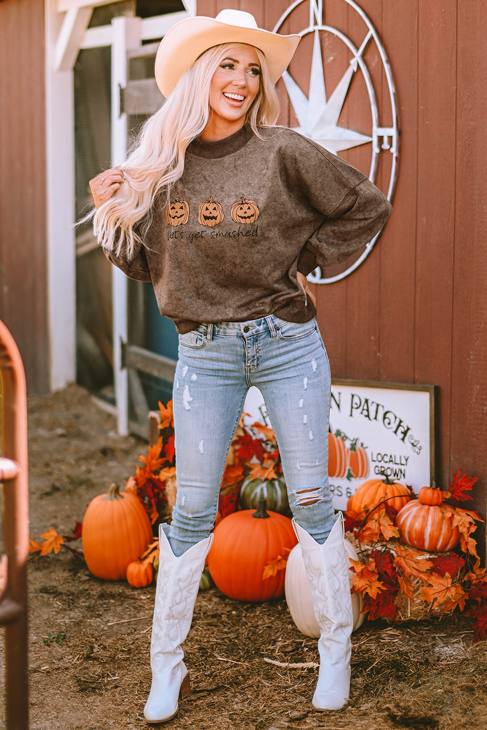 Let's Get Smashed Halloween Pumpkin Graphic Sweatshirt