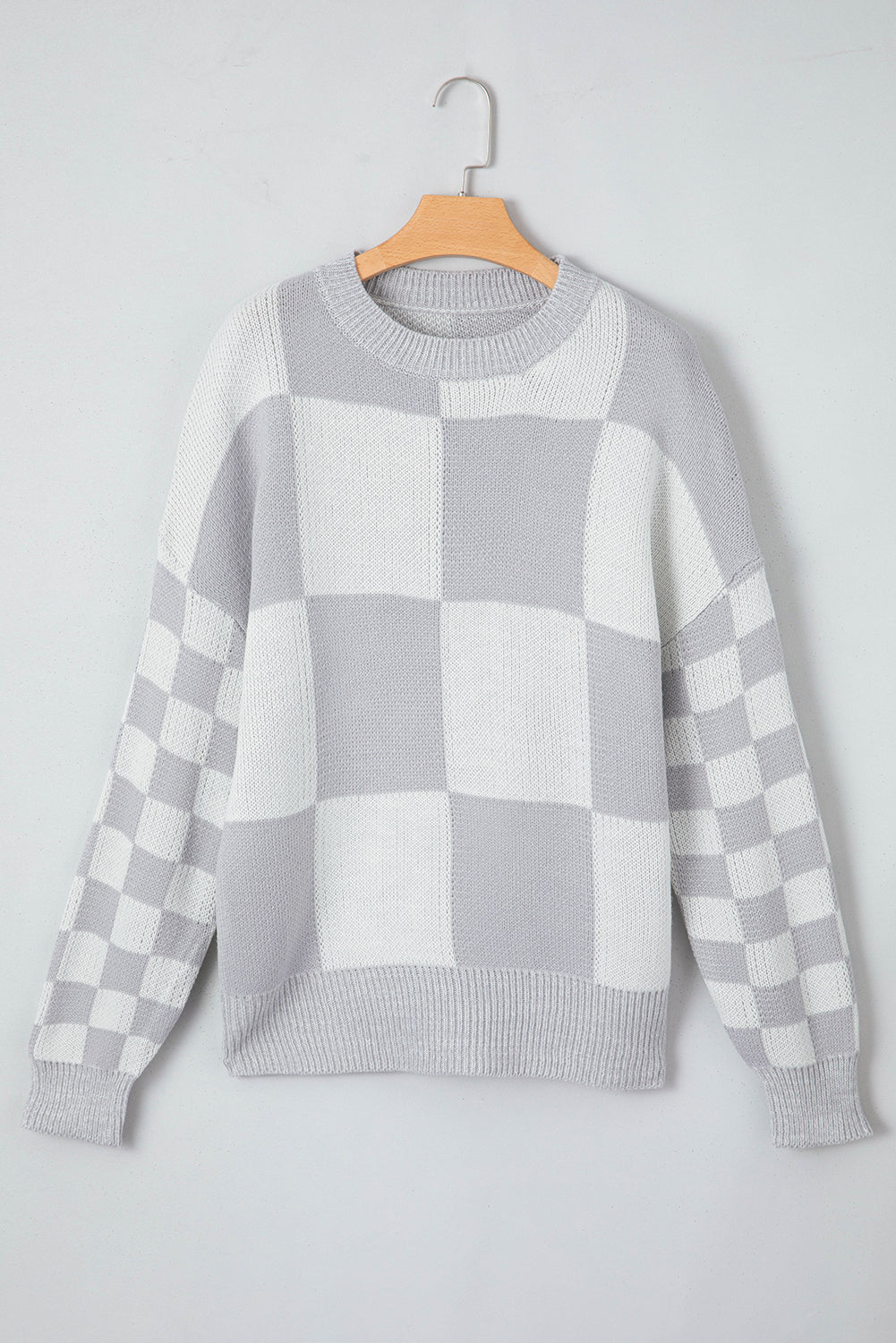 Checkered Print Drop Shoulder Sweater