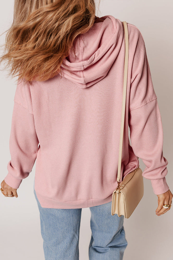 Waffle Knit Fleece Lined High Low Oversized Hoodie