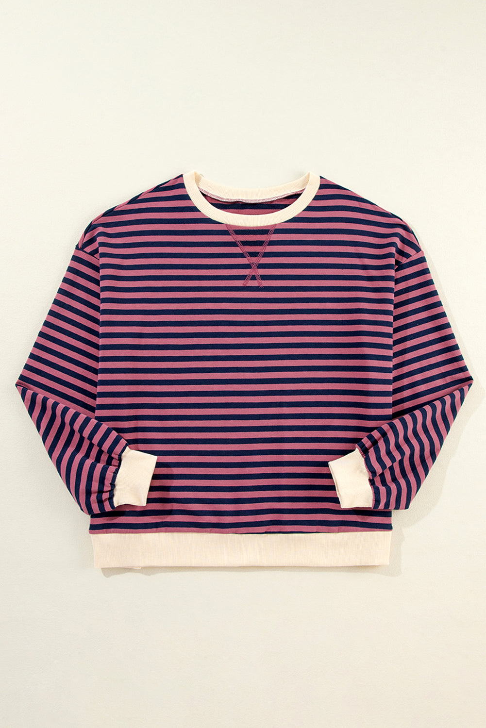 Oversized Contrast Trim Pullover Sweatshirt