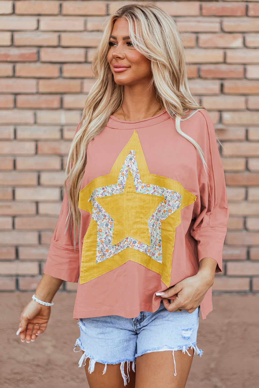 Floral Starbust Exposed Seam Mineral Wash Top