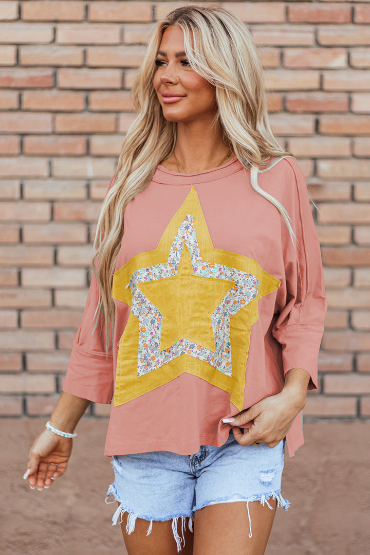 Floral Starbust Exposed Seam Mineral Wash Top