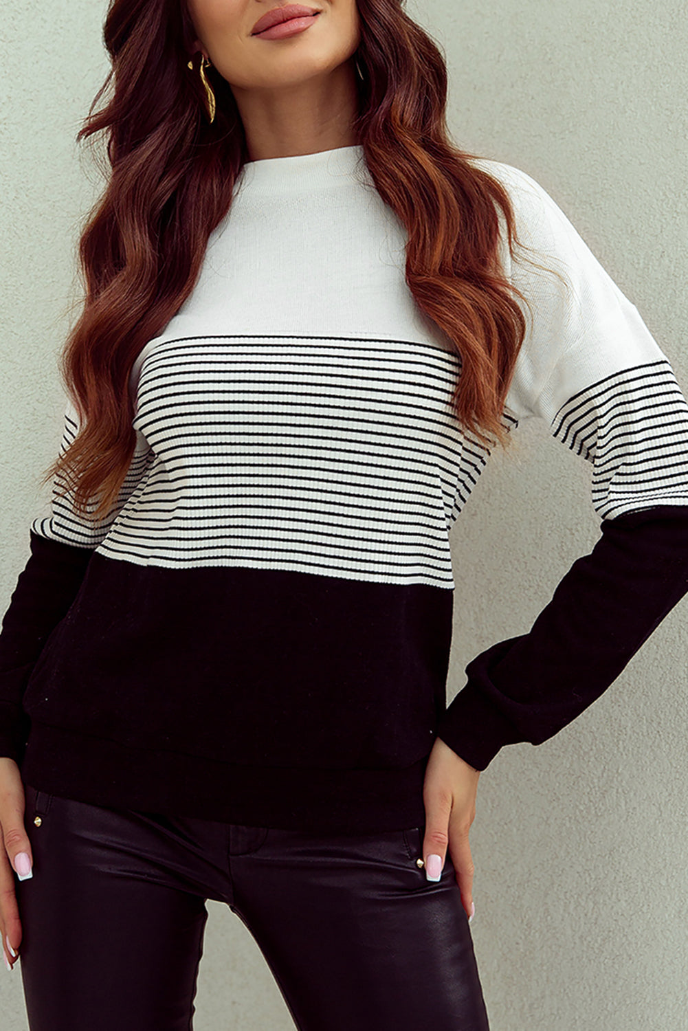 Striped Contrast Colorblock Knit Top