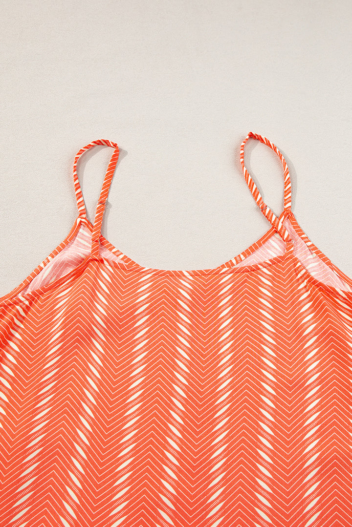 Chevron Stripe Print Buttoned V Neck Cami Top