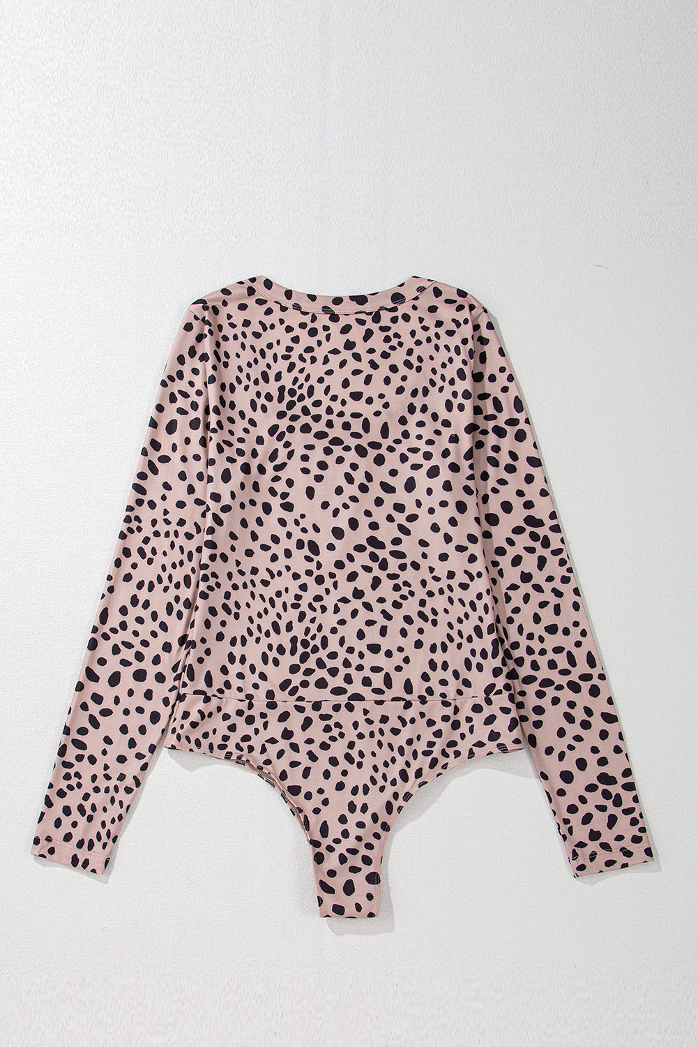 Leopard Print Long Sleeve Scoop Neck Slim Fit Bodysuit