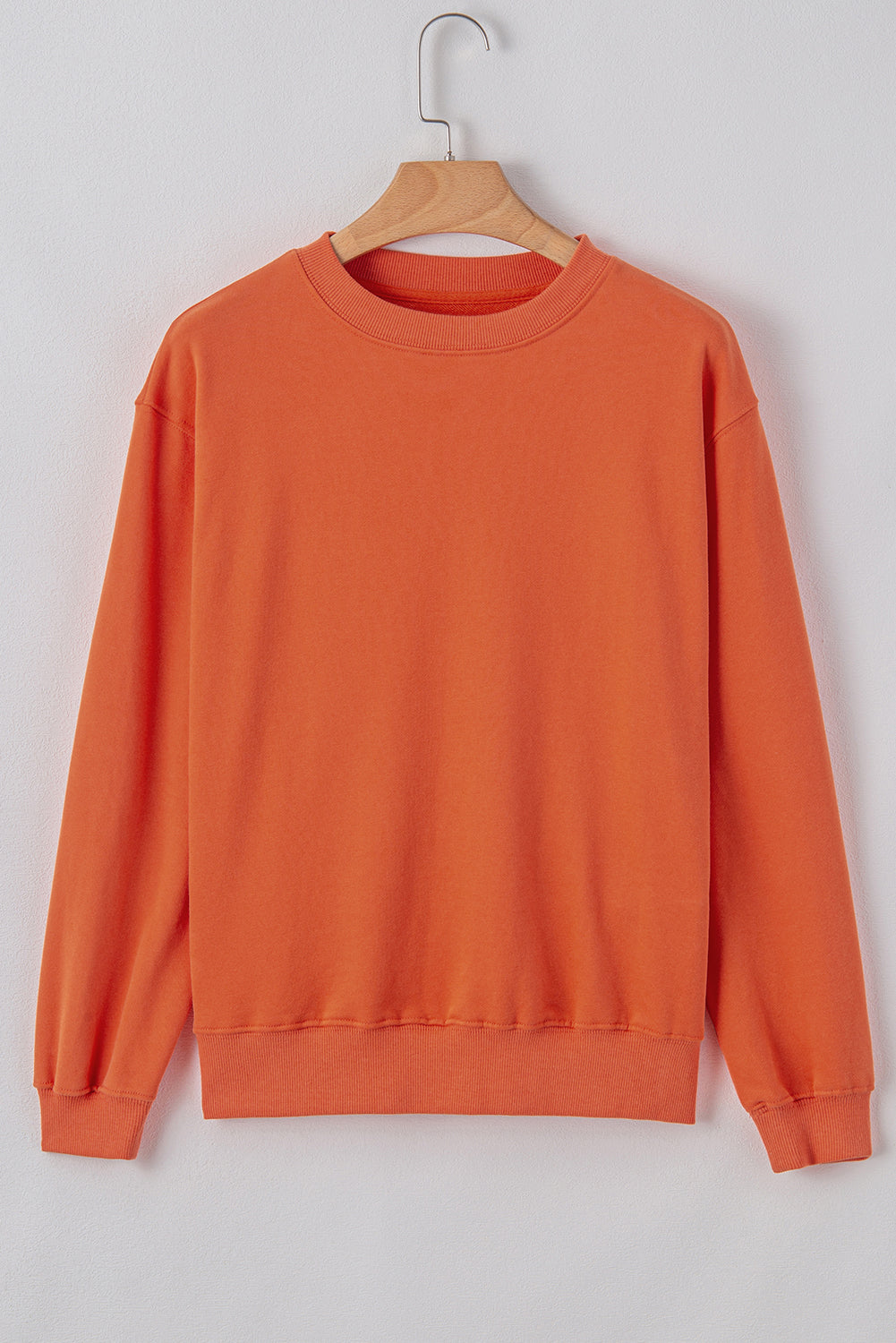 Plain Drop Shoulder Crewneck Pullover Sweatshirt