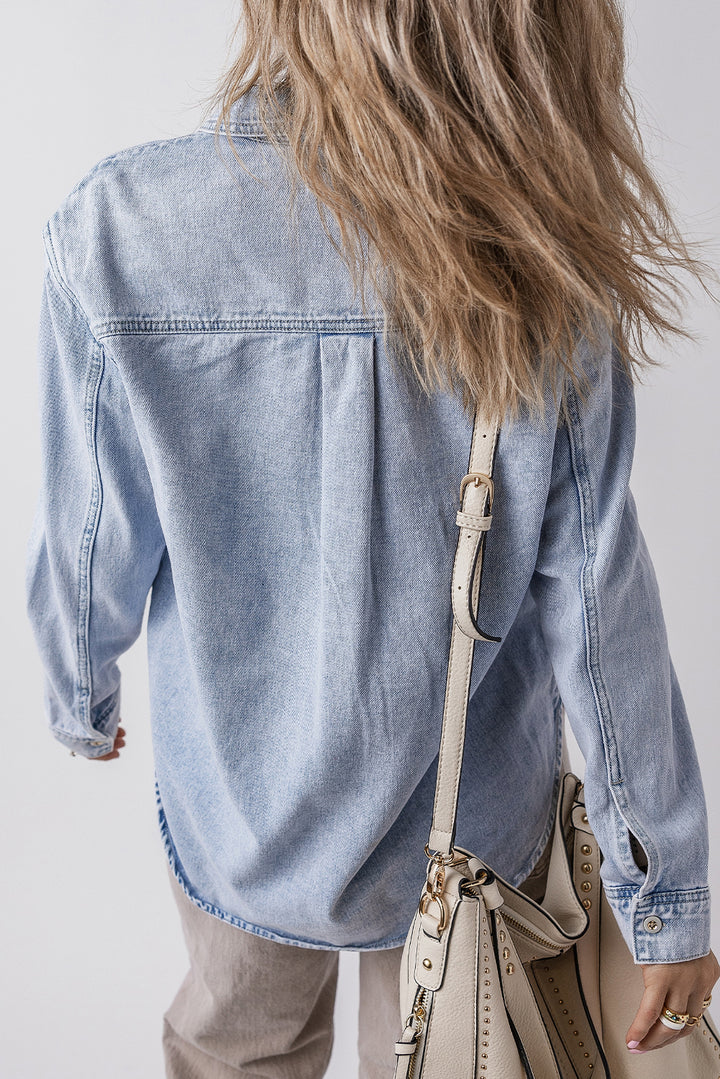 Buttoned Chest Pocket Denim Shacket