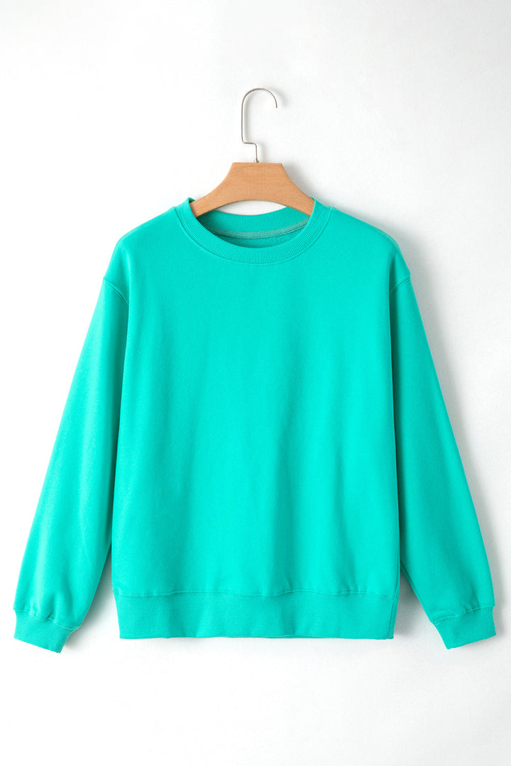 Solid Fleece Lined Drop Shoulder Terry Sweatshirt