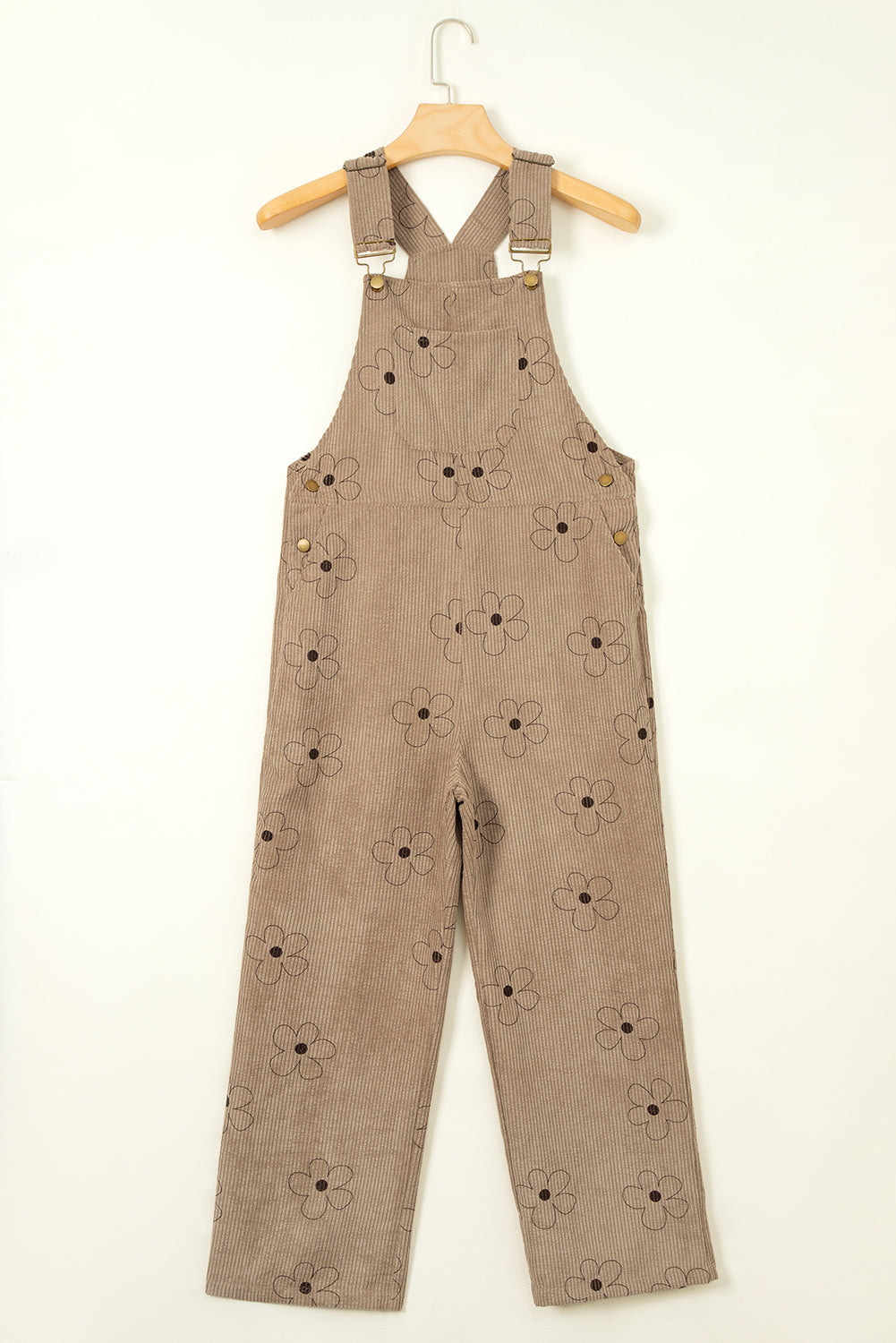 Flower Print Corduroy Overalls