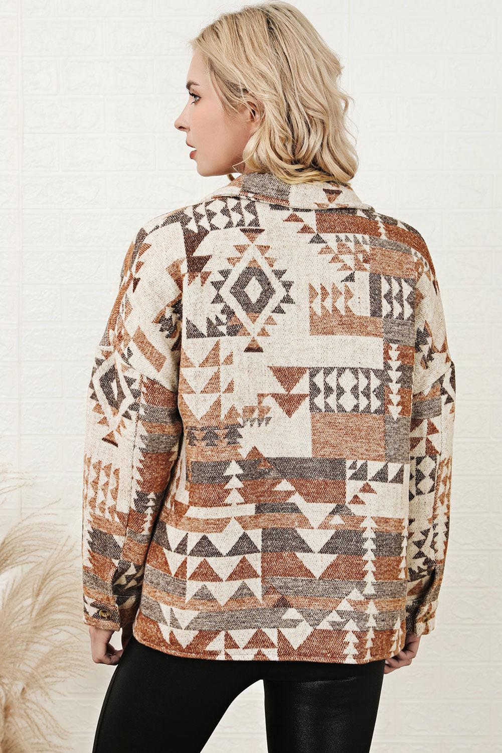 Aztec Print Flap Pocket Button-up Jacket