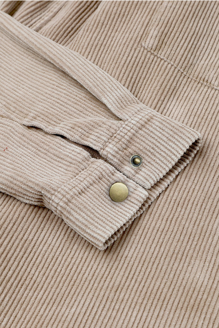 Patchwork Hooded Corduroy Shacket