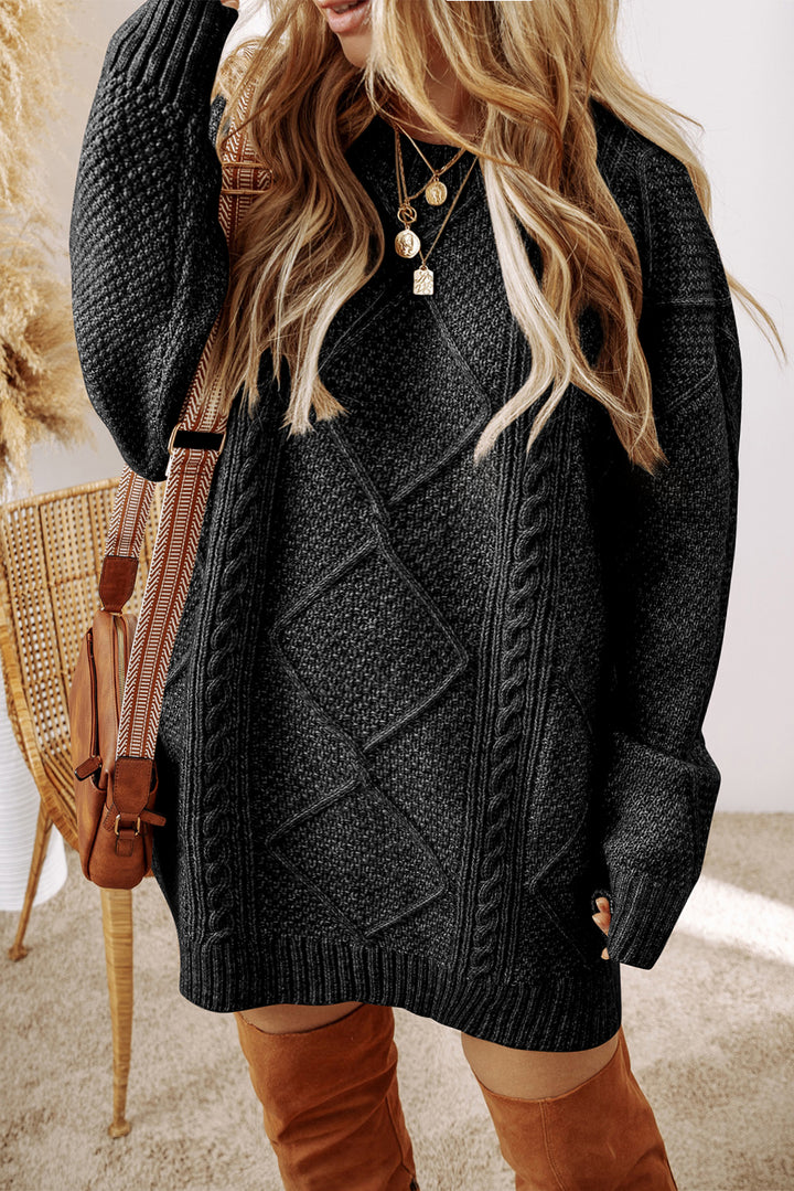 Cable Knit Loose Fit Sweater Dress