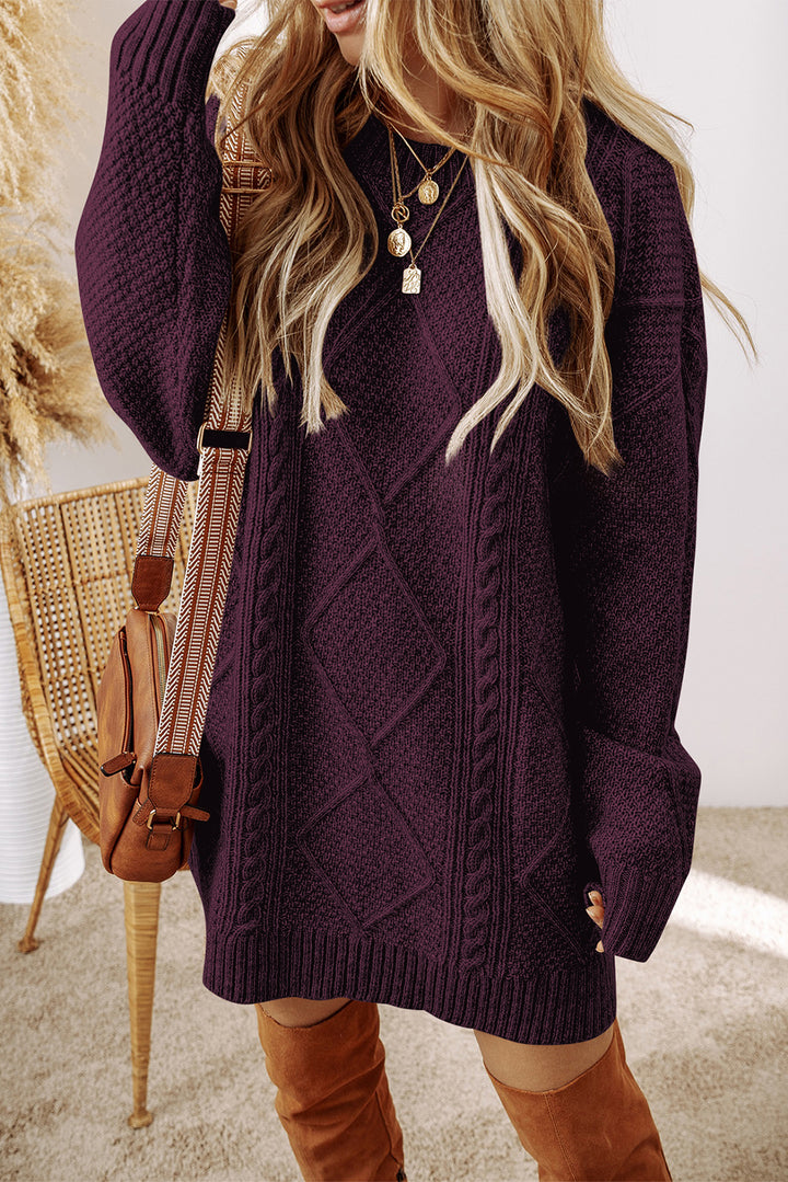 Cable Knit Loose Fit Sweater Dress