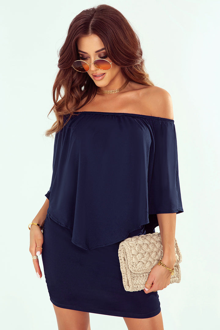 Dressing Dark Blue Flounce Mini Dress