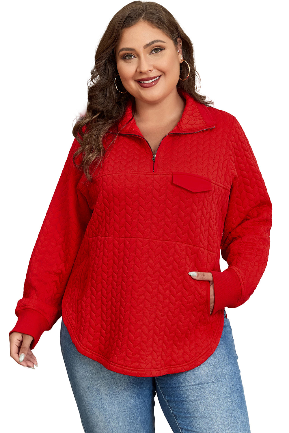 Pull grande taille avec poches zippées