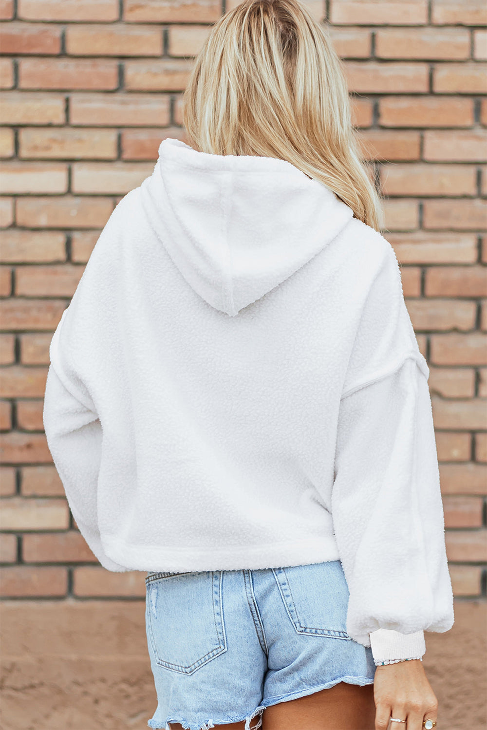 Sherpa Fleece Drop Shoulder Hoodie