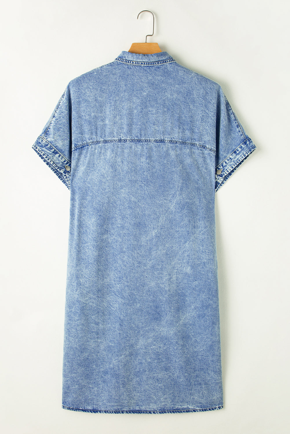 Loose Medium Wash Short Sleeve Shirt Chambray Dress