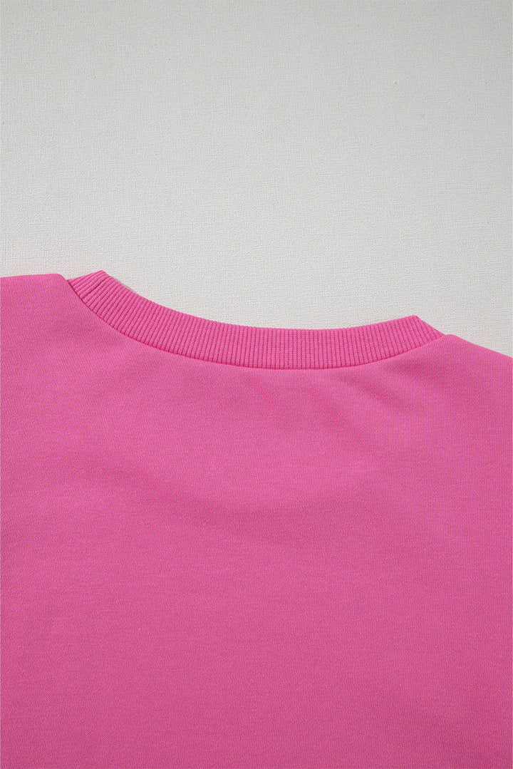 Textured Patchwork Round Neck Sweatshirt