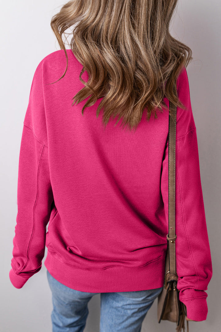 Drop Shoulder Crisscross Stitching Pocketed Loose Sweatshirt