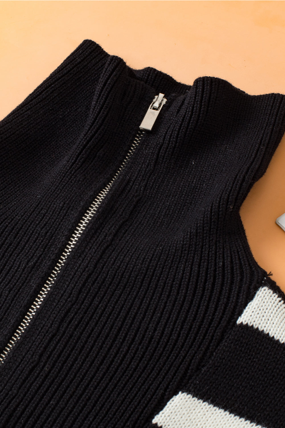 Zipped Collar Knit Sweater Tank