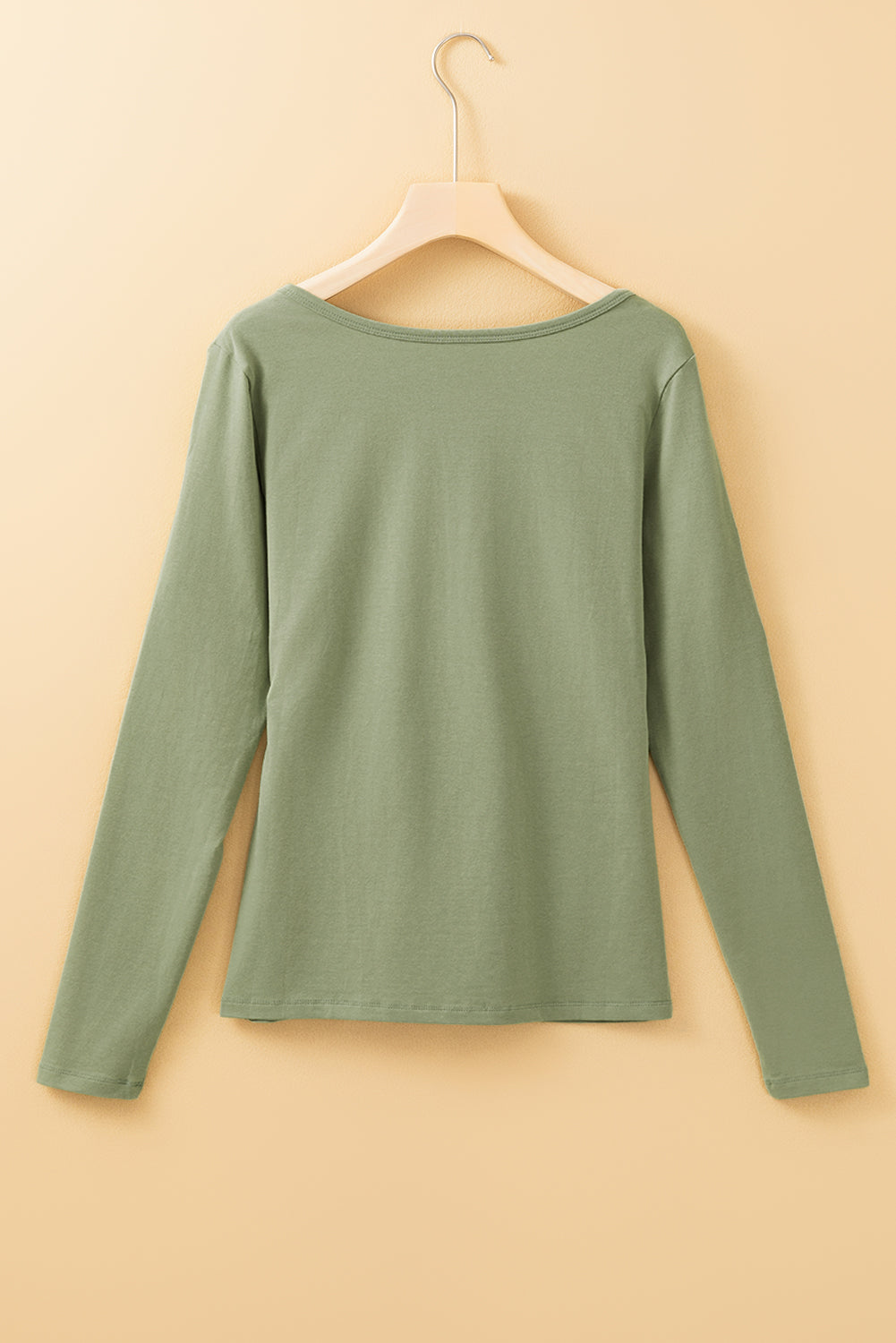 Long Sleeve Buttons V Neck Slim Fit Top