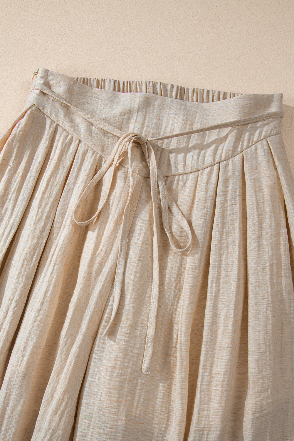 Drawstring Waist Pleated Wide Leg Casual Pants