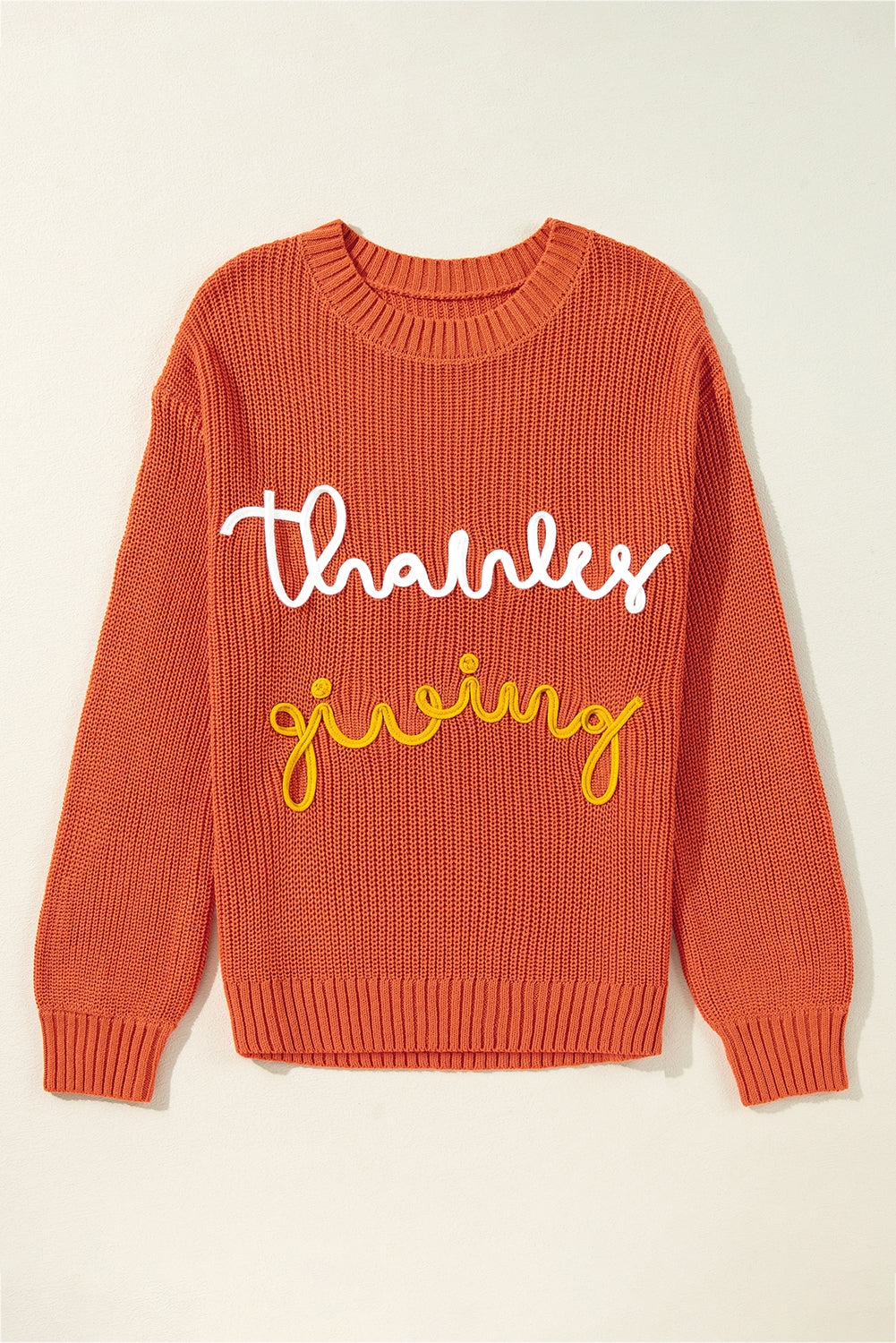 Thanks Giving Letter Graphic Crew Neck Sweater