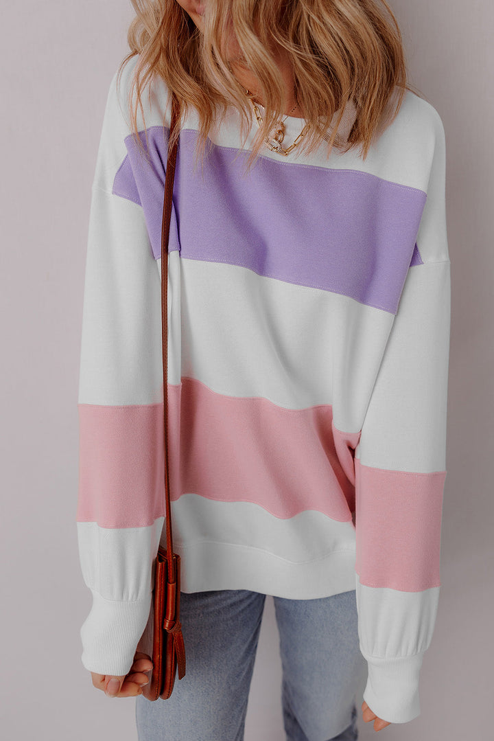 Colorblock Patchwork Drop Shoulder Crewneck Sweatshirt