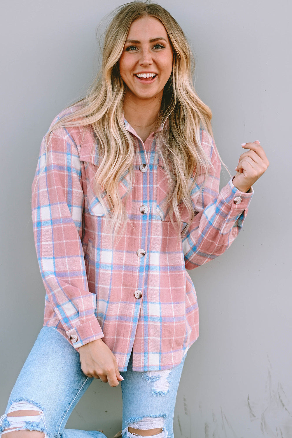 Plaid Flap Pocket Flannel Shacket