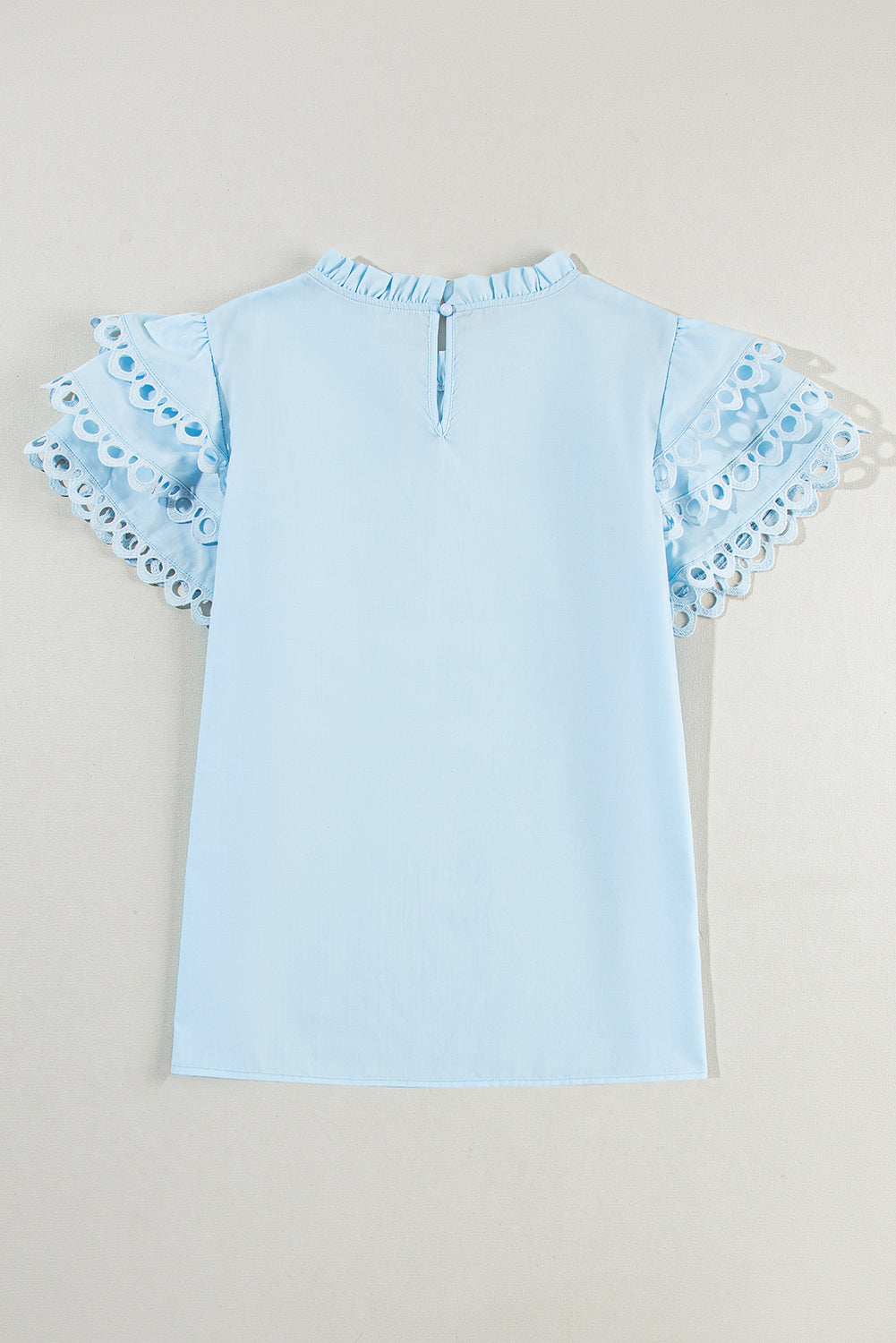 Layered Ric Rac Cap Sleeve Filled Neck Blouse