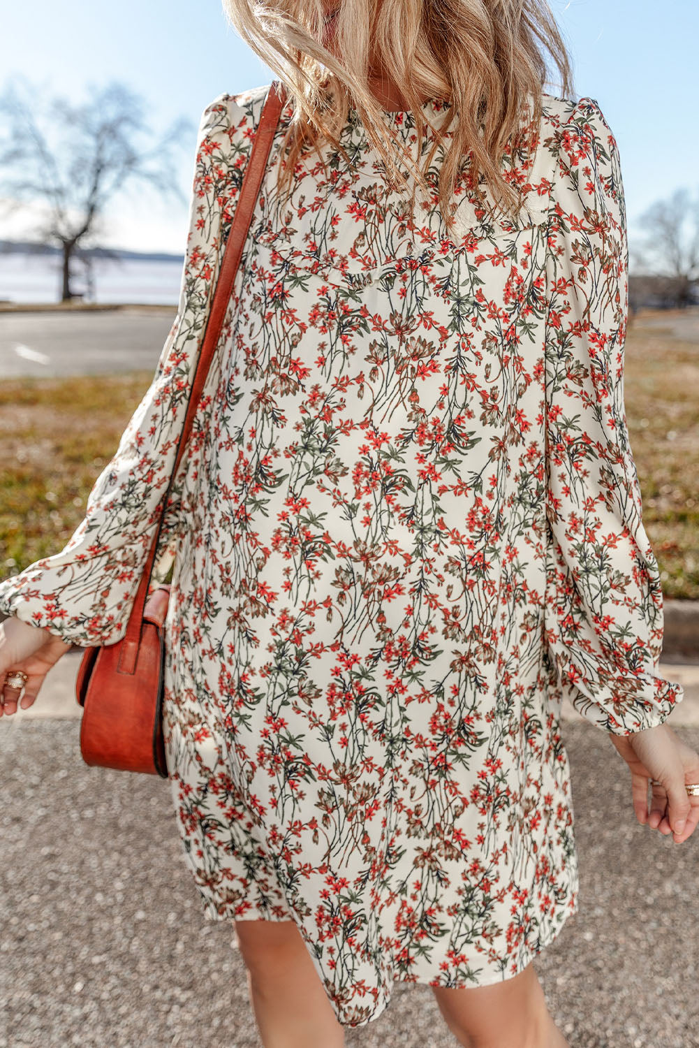 Floral Printed Long Sleeve Mini Dress