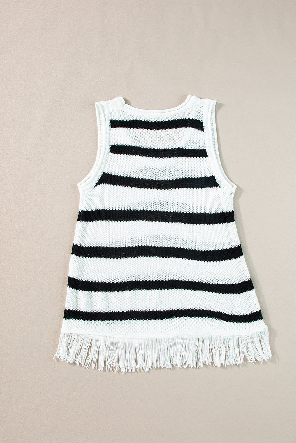 Loose Knit Fringe Tank Top