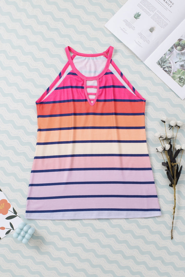 Colorful Striped Hollow Out Camisole