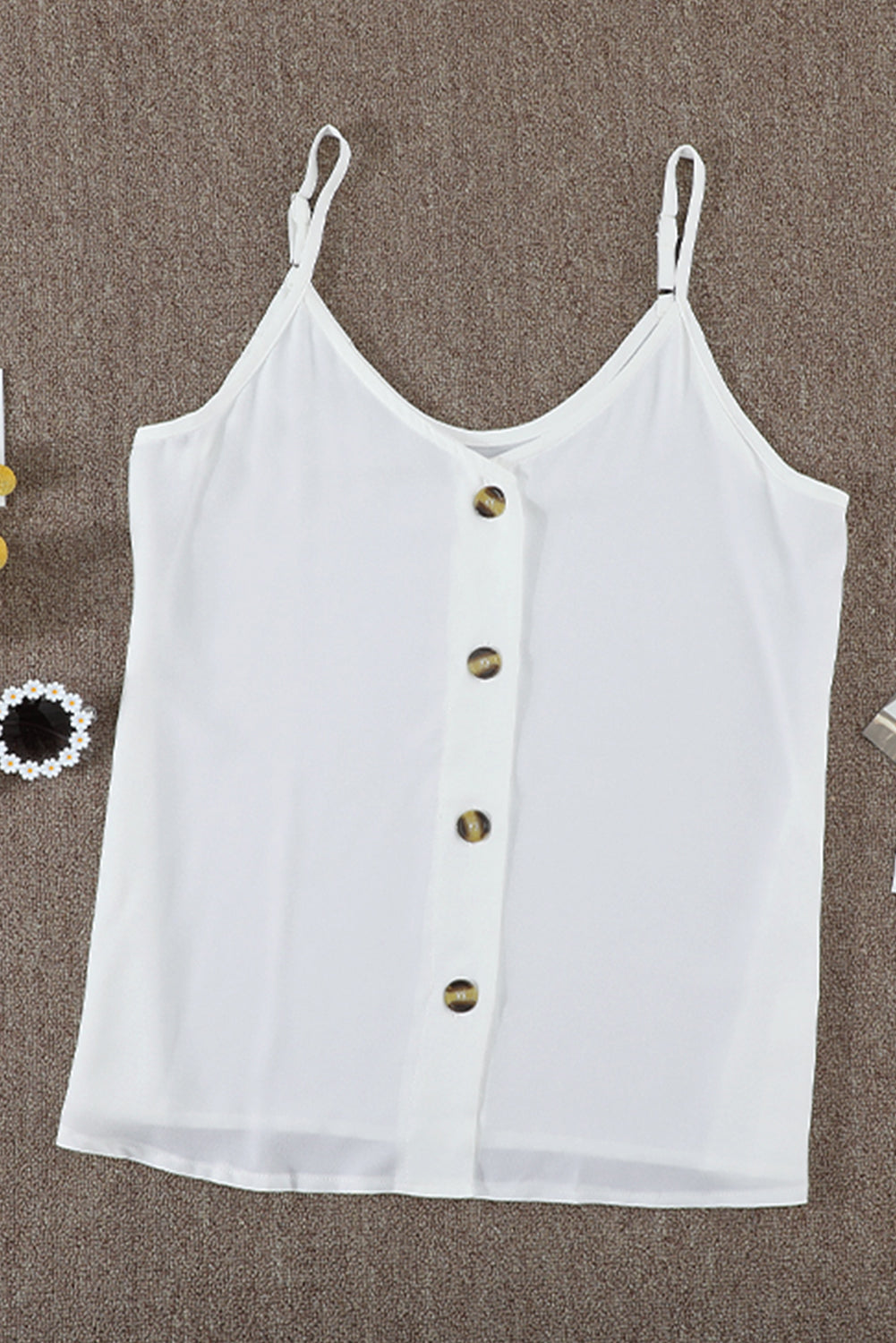 Spaghetti Strap Buttoned Tank Top